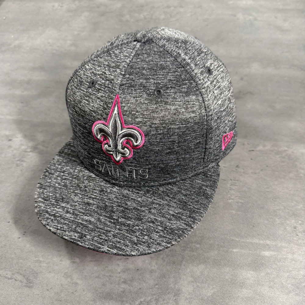 New Era New Orleans Saints  Hat 7 3/4 Gray Pink NFL Crucial Catch Breast Cancer
